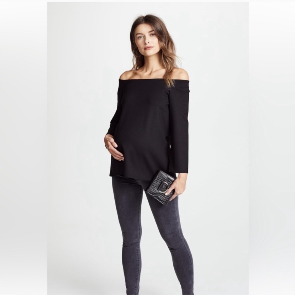 Hatch Black Date Night Off Shoulder Stretch Maternity Top